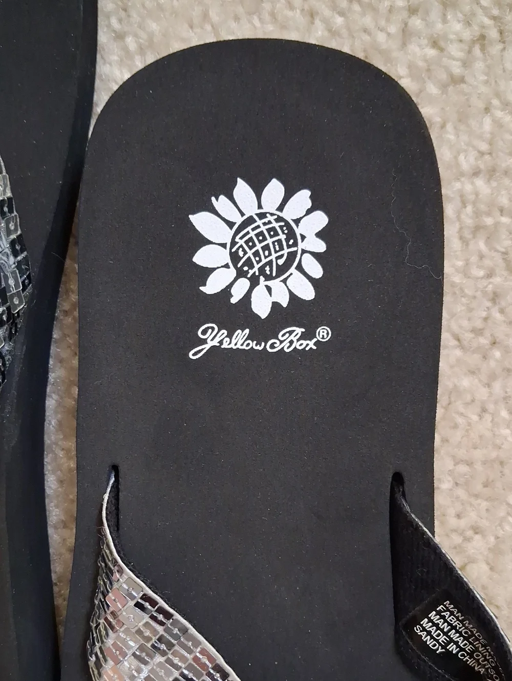 NEW! Sequin Strap Black Flip Flops - Women's